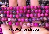 CAA2895 15 inches 6mm faceted round fire crackle agate beads wholesale