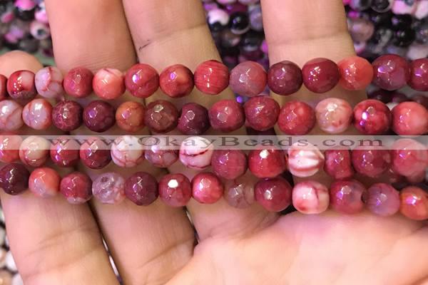 CAA2901 15 inches 6mm faceted round fire crackle agate beads wholesale