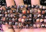 CAA2903 15 inches 6mm faceted round fire crackle agate beads wholesale