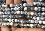 CAA2915 15 inches 6mm faceted round fire crackle agate beads wholesale