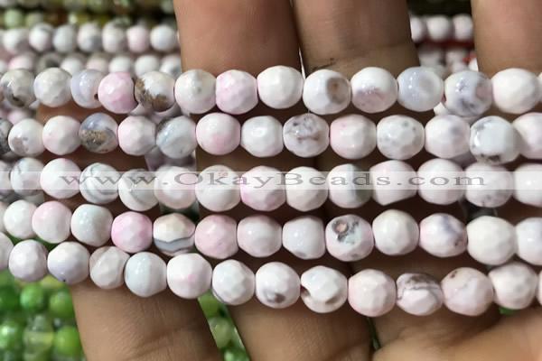 CAA2918 15 inches 6mm faceted round fire crackle agate beads wholesale