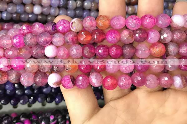 CAA2961 15 inches 8mm faceted round fire crackle agate beads wholesale