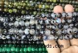 CAA2969 15 inches 8mm faceted round fire crackle agate beads wholesale