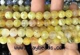 CAA2972 15 inches 8mm faceted round fire crackle agate beads wholesale