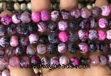 CAA2975 15 inches 8mm faceted round fire crackle agate beads wholesale