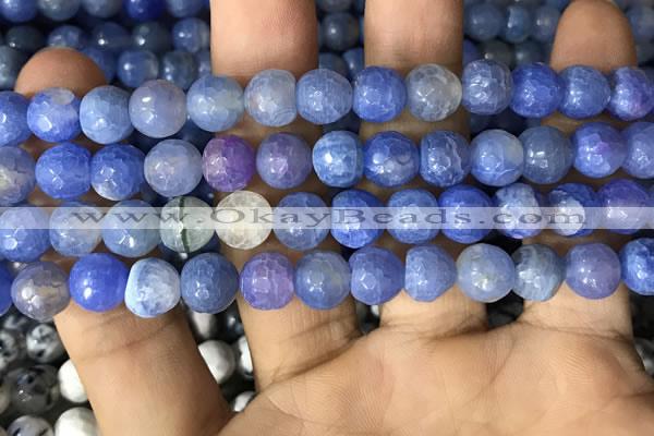 CAA2980 15 inches 8mm faceted round fire crackle agate beads wholesale