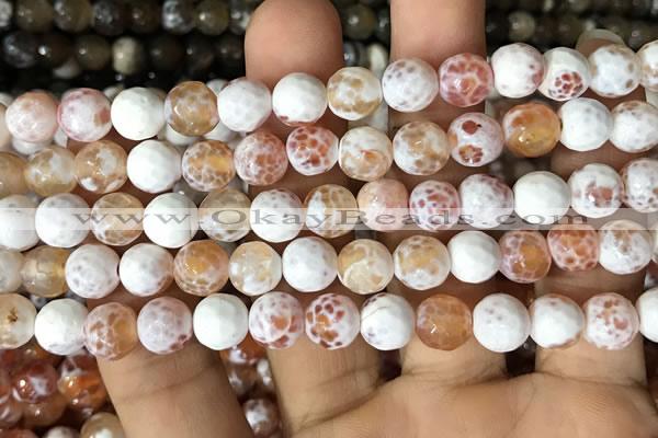 CAA2981 15 inches 8mm faceted round fire crackle agate beads wholesale