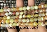 CAA2983 15 inches 8mm faceted round fire crackle agate beads wholesale