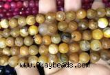 CAA2989 15 inches 8mm faceted round fire crackle agate beads wholesale