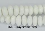 CAA30 15.5 inches 6*12mm rondelle white agate gemstone beads