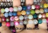 CAA3004 15 inches 8mm faceted round fire crackle agate beads wholesale