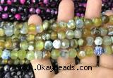 CAA3011 15 inches 8mm faceted round fire crackle agate beads wholesale