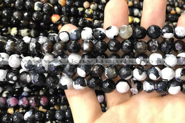 CAA3012 15 inches 8mm faceted round fire crackle agate beads wholesale