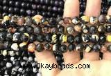 CAA3014 15 inches 8mm faceted round fire crackle agate beads wholesale