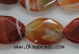 CAA303 15.5 inches 18*25mm faceted oval red line agate beads