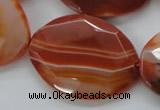 CAA304 15.5 inches 28*40mm faceted oval red line agate beads