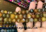 CAA3053 15 inches 10mm faceted round fire crackle agate beads wholesale