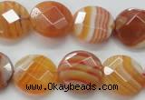 CAA306 15.5 inches 18mm faceted coin red line agate beads