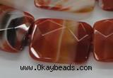 CAA308 15.5 inches 22*30mm faceted rectangle red line agate beads