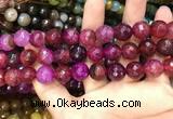 CAA3137 15 inches 12mm faceted round fire crackle agate beads wholesale