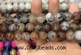 CAA3148 15 inches 12mm faceted round fire crackle agate beads wholesale