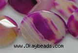 CAA315 15.5 inches 20*26mm faceted oval fuchsia line agate beads