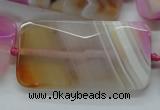 CAA318 15.5 inches 25*50mm faceted rectangle fuchsia line agate beads