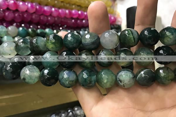 CAA3193 15 inches 14mm faceted round fire crackle agate beads wholesale