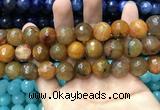 CAA3194 15 inches 14mm faceted round fire crackle agate beads wholesale