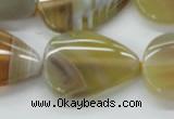 CAA320 15.5 inches 22*32mm flat teardrop yellow line agate beads