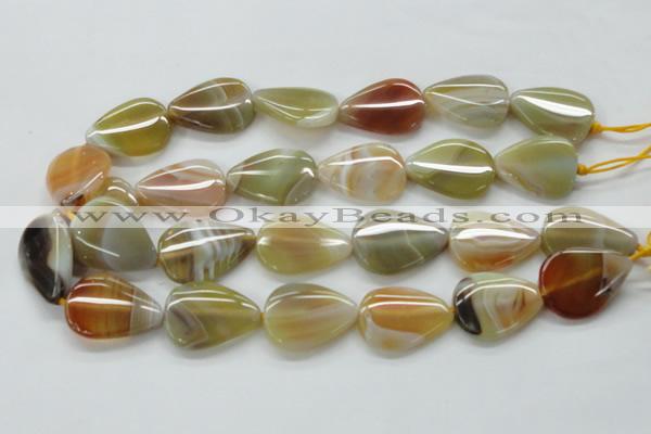 CAA320 15.5 inches 22*32mm flat teardrop yellow line agate beads