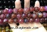 CAA3200 15 inches 14mm faceted round fire crackle agate beads wholesale