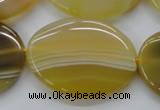 CAA321 15.5 inches 30*40mm oval yellow line agate beads