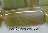 CAA323 15.5 inches 24*50mm rectangle yellow line agate beads