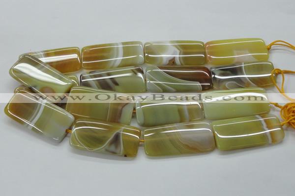 CAA323 15.5 inches 24*50mm rectangle yellow line agate beads