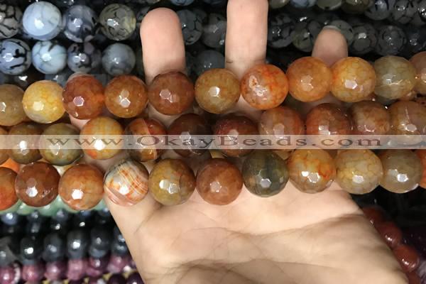 CAA3238 15 inches 16mm faceted round fire crackle agate beads wholesale