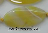 CAA325 15.5 inches 25*50mm faceted marquise yellow line agate beads