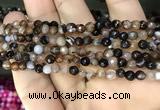 CAA3256 15 inches 4mm faceted round line agate beads wholesale