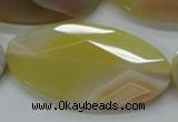 CAA326 15.5 inches 30*60mm faceted oval yellow line agate beads