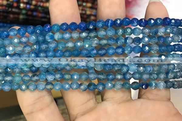 CAA3267 15 inches 4mm faceted round agate beads wholesale