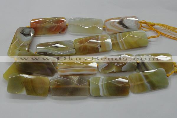 CAA327 15.5 inches 25*50mm faceted rectangle yellow line agate beads