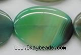 CAA329 15.5 inches 30*40mm oval green line agate beads