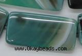 CAA334 15.5 inches 25*50mm rectangle green line agate beads