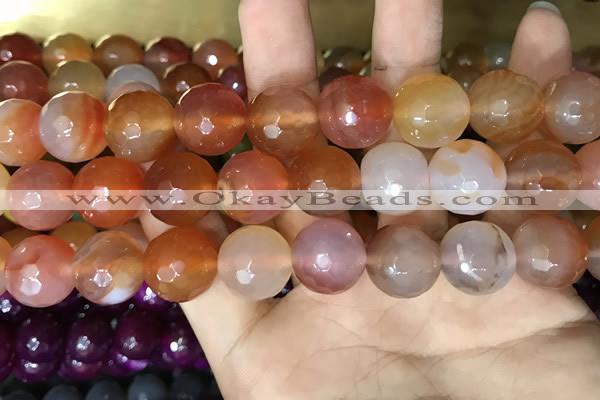 CAA3422 15 inches 14mm faceted round agate beads wholesale