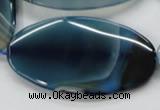 CAA347 15.5 inches 30*60mm oval blue line agate gemstone beads