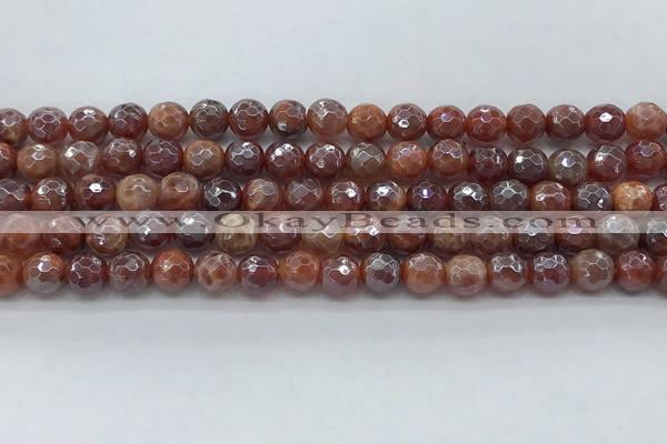 CAA3509 15.5 inches 6mm faceted round AB-color fire agate beads