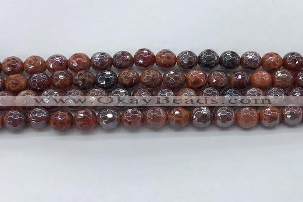 CAA3510 15.5 inches 8mm faceted round AB-color fire agate beads