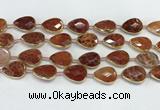 CAA3528 7.5 inches 13*18mm faceted flat teardrop fire agate beads