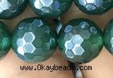 CAA3546 15.5 inches 12mm faceted round AB-color green agate beads