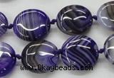 CAA355 15.5 inches 18mm flat round violet line agate gemstone beads